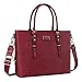 MOSISO PU Leather Laptop Tote Bag for Women (Up to 15.6 inch), Wine Red
