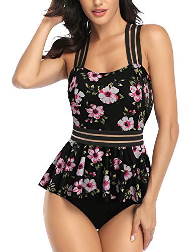 B2prity maiô tanquíni feminino de malha com controle de barriga, A-01, Small