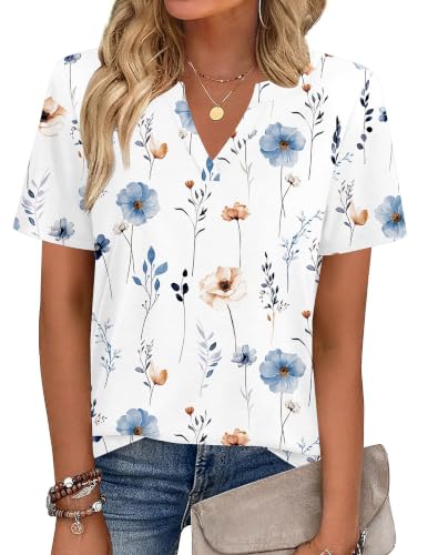 Image of Zeagoo Womens Tops Short Sleeve V Neck Tee Shirts Cute Dressy Casual Clothing Business Work Blouse