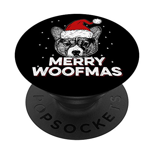 Corgi vistiendo sombrero de Santa Navidad | Merry Woofmas PopSockets PopGrip Intercambiable