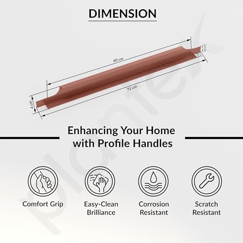 Image of Plantex Profile Handle for Kitchen Cabinet /28 Inch Aluminium Drawer Profile Handle /Wardrobe Pull Handle for Home /Office /Hotel - Pack of 1 (Rose Gold)