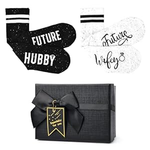 Engagement Gifts for Couples 2025, Couple Socks Bride and Groom Socks, 2 Count, Black, One Size