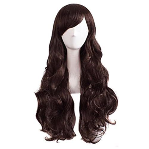 MapofBeauty Charming Women’s Long Curly Full Hair Wig (Dark Brown)