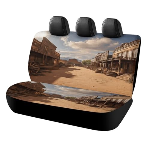 Funda de asiento trasero antideslizante estilo Cowboy Town con poliéster elástico universal