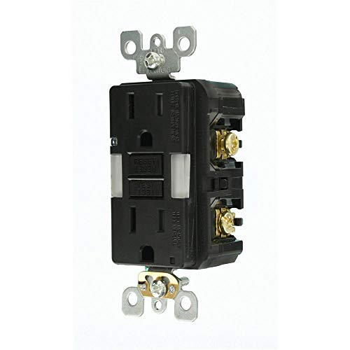 Leviton Self-Test SmartlockPro Slim GFCI Tamper-Resistant Receptacle with Guidelight and LED Indicator, 15 Amp, GFNL1-E, Black by Leviton - Image 4