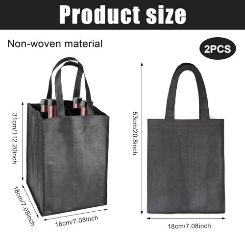 INBOLM Bottle Carrier,2PCS Wine Bottle Bag for 4 Bottles - Image 2