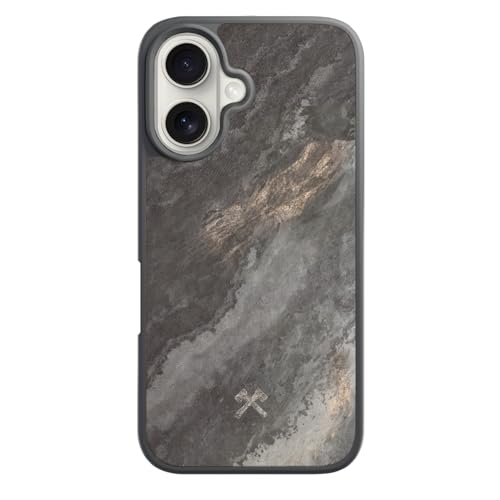 Coque iPhone 17 antichoc MagSafe gris camouflage : étui de protection robuste aimant en pierre