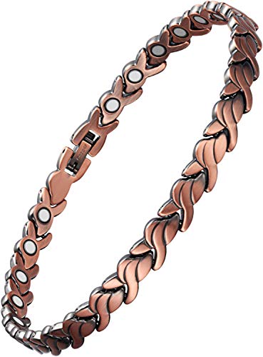 WELMAG® Elegant Womens Magnetic Copper Anklets for Arthritis Wristband Adjustable