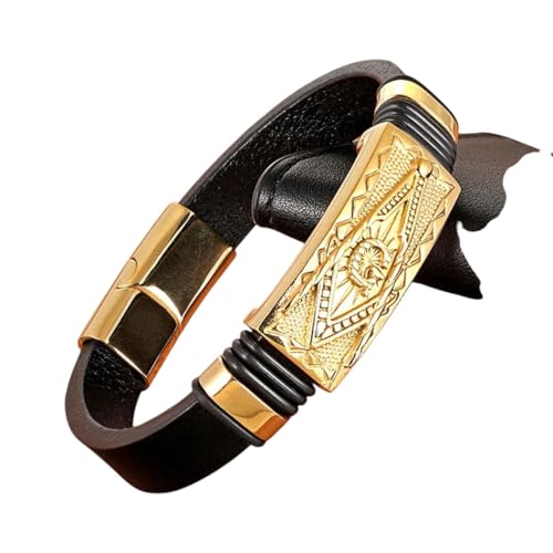 SEAMEWRFESI New 2025 Unisex Punk Men's Natural Leather Stainless Steel Gold Color Scorpion Charm Bracelet Fashion Design Cuff Bangle Gifts With You Accessories Trendy Best For Gift Women And Men