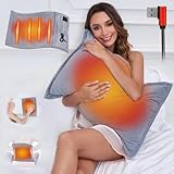 Heating Pillow Cover for Back Pain Relief - USB Soft Velvet Warmer Heat Pad for Lumbar Support and Body Pillow, for Cramps in Neck, Back, Abdomen or Legs (Dark Gray)