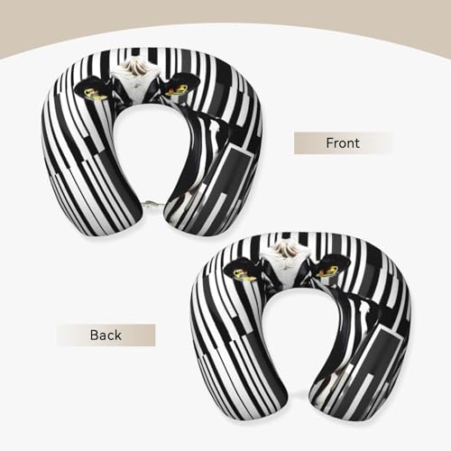 Almohada de viaje negra con diseño de vaca miniatura 3