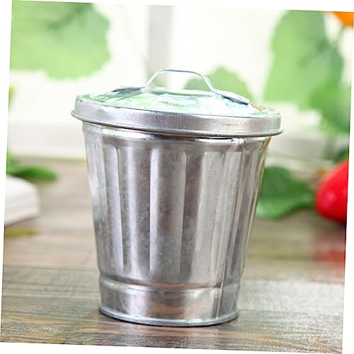 Image of STOBAZA 1pc Mini Trash Can Office Desktop Garbage Bin Small Trash Can Dog Poop Trash for Outdoors Bathroom Rubbish Bedroom Garbage Car Trash Vase Waste Paper Bin Metal Chic