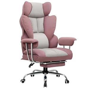 GTPLAYER Gaming Stuhl, Gamer Stuhl, Ergonomischer Bürostuhl mit Fußstütze, Stoffoberfläche, Federsitzkissen, Gaming Chair Gepolstert, Gaming Sessel 150kg Belastbarkeit Rosa