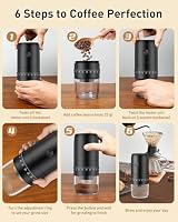 Pawfly Wiederaufladbare Kaffeemühle 40 stufig Keramikkegelmahlwerk mit Auto-Stop & Reinigungsbürste Elektrische Profimühle für Reise Camping – Ansicht 5