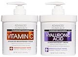 Advanced Clinicals Hyaluronic Acid Moisturzier + Brightening Vitamin C Cream 2pc Skincare Set For Women & Men | Face Moisturizer & Body Cream Helps Improve Look Of Crepey Skin & Uneven Skin Tone, 2pc