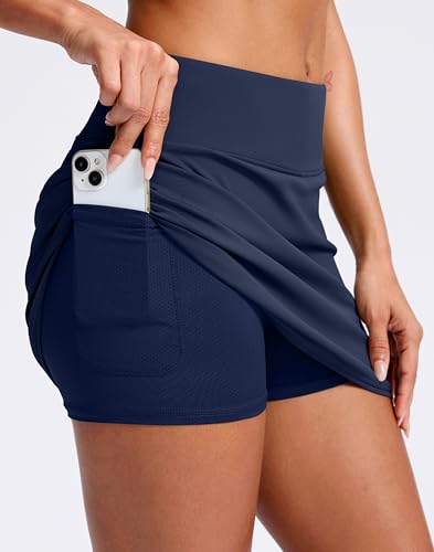 Image of SANTINY Skorts for Women with Pockets High Waisted Golf Skirts with Shorts A Line Athletic Tennis Skirt for Casual Pickleball