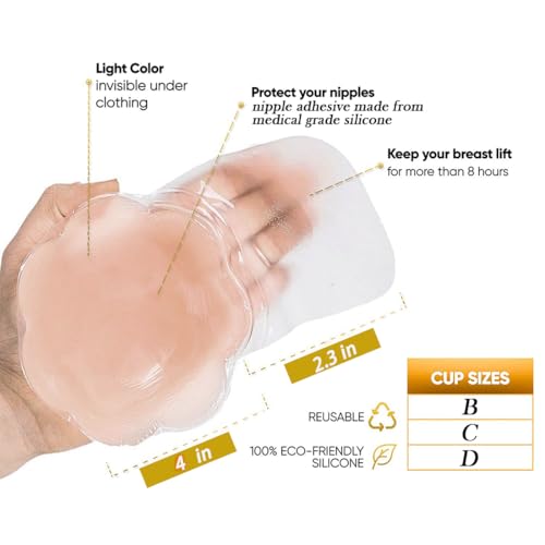 Ginmewrae Pasties Nipple Cover Breast Lift Tape Pasties Silicone Nippleless Cover Reusable Breast Tape for Women4