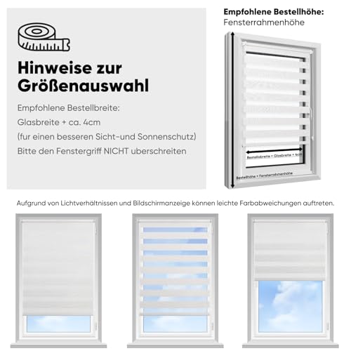 Sekey Doppelrollo Klemmfix ohne Bohren für Fenster, Doppelrollo 115 cm breit, Duo Rollo Jalousie Sonnenschutz, 115x150cm, Leinen – Ansicht 4