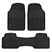 BDK ProLiner Heavy Duty Rubber Auto Floor Mats Liner for Auto - All Weather 3 Piece Set (Black)