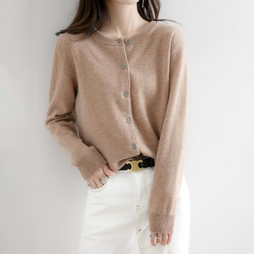 Women's Cardigans Ladies Cardigan Cashmere Jumpers for Women UK Button Down Long Sleeve Classic Crew Neck Solid Color Knitted Sweater Autumn Winter Soft Lightweight Oversized Sweaters Cotton Jumper - Image 3