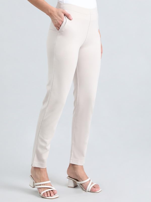 Image of GO COLORS Ponte Smart Kurti Pants Full Length for Women | Breathable, Mid Rise
