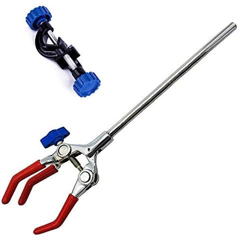 LabZhang Lab Clamp 3 Prong Finger Adjust Jaw with Scientific Extension Adjustable Bosshead Clamp Holder Cover