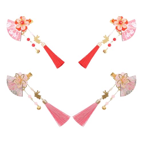 Pinzas pelo estilo japonés de aleación con madera artesanal y flores 1