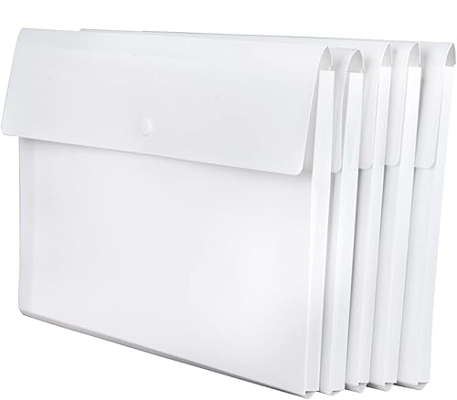 VANRA - Archivador extensible de polietileno, tamaño A4, con botón, Blanco