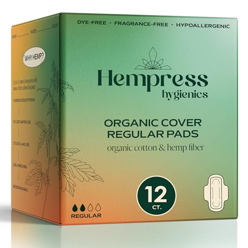 Hempress Ultra Thin Pads for Women, 36 Count, Feminine Care Organic Pads, Regular Flow Ultra Absorbent Cotton with Wings, Menstrual Sanitary Napkins, Fragrance Free, Skin Friendly & Breathable