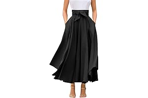 Women's Elegant High Waisted Side Slit Irregular Bohemian Maxi Skirt with Pockets...