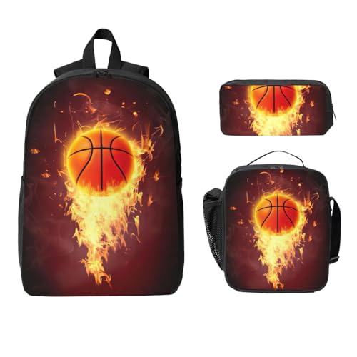 Mochila escolar ligera con estampado de baloncesto EdWal e incluye lonchera a juego 2