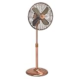 Deco Breeze Pedestal Standing 3 Speed Oscillating Fan with Adjustable Height, 16 inches, Brushed Copper