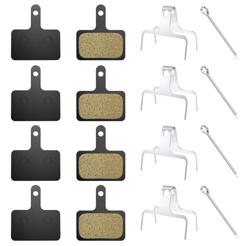 4 Sets Bike Brake Pads, Universal Bicycle Brake Pads - Semi-Metallic Low-Noise Disc Brake Pads for MTB/Road Bikes, Ebike Brake Pads Compatible for Shimano MT200 MT400 MT500 M315 M355 M375 M395 M446