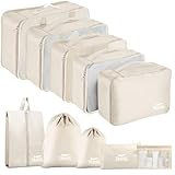 10 Set Packing Cubes for Suitcases, Packing Cubes Travel Essentials Organizer Bags, Travel Organizers (Beige)