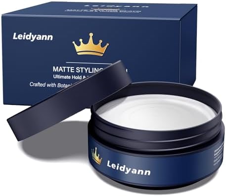 Hair Clay for Men, Strong Hold Matte Finish Natural Hair Cream & Pomade, All-Day Hair Styling Paste for Men, Non-Greasy, Made with Natural Ingredients, Perfect for Textured & Thick Hair