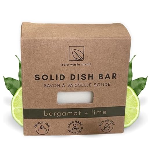 Zero Waste MVMT Solid Dish Soap Bar | Bergamot + Lime Essential Oil | Natural, Zero Waste Soap | Plastic-Free | USDA Certified Organic & VegeCert Vegan-Friendly Dish Soap