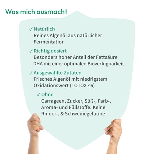 Omega 3 Kinder - 330 mg DHA pro Tagesdosis - Omega 3 vegan aus Algenöl - ohne Fischgeschmack - zuckerfrei - Algenöl Kapseln für Kinder… – Ansicht 3