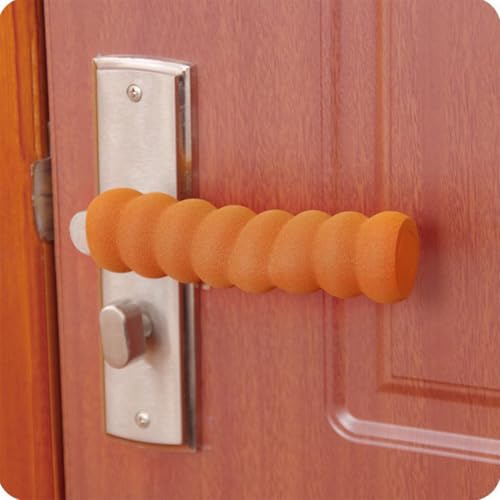 Image of 6-Piece EVA Door Handle Cover Set, Anti-Collision Wall Protector and Door Handle Stopper for Home, Soft Door Knob Guard for Kids Safety (Beige & Brown)