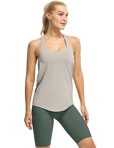 Image of icyzone Women's Open Back Workout Athletic Yoga Tank Tops with Built in Bra