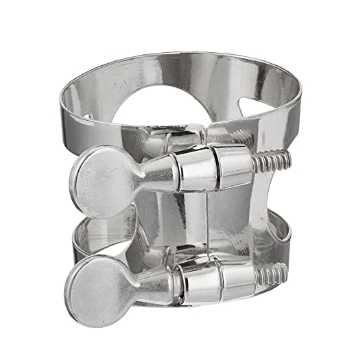 Jiayouy Alto Sax Mouthpiece Ligature Double Screws Ligature Silver Plated thumb #1