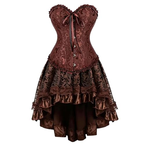 Corsé de dos piezas vintage jacquard y tul para disfraz de fiesta barroca de mujer