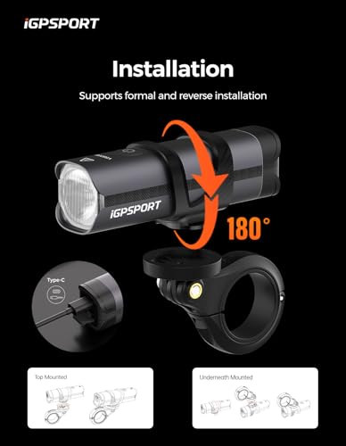 Image of iGPSPORT Smart Bike Light, 500 /800 /1200 /1800 Lumens Bright Bicycle Headlight for Night Riding Cycling Rechargeable Waterproof