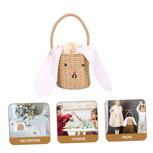Panier lapin en rotin tressé à la main, accessoire déco premium