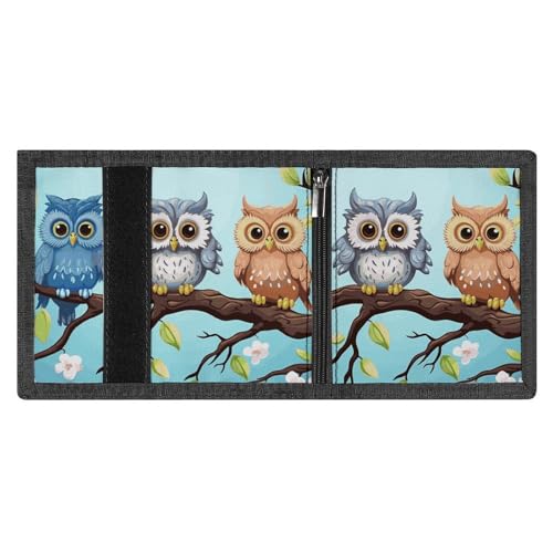 Owls on A Branch Trifold Wallet, Card Cases And Money Oganizer Thin Stylish Mini Coin Bag with Zipper Coin Pocket Credit for Men And Women4