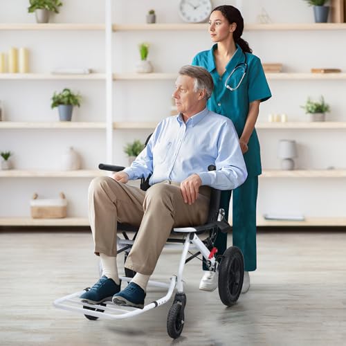 Image of Wheelchairs for Adults, Transport Wheelchair Lightweight Foldable(24lbs), 18 Inch Wide Seat Transport Chair, Carbon Steel Wheel Chair, Portable Wheelchairs with Handbrake Support 265lbs