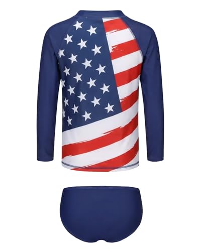 Image of Aisyee Girls Long Sleeve Rash Guard Set Two Piece Swimsuits Tie Dye Bathing Suits for Kids UPF 50+ Swim Shirts