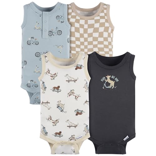 Image of Gerber Baby Boys Multi-Pack Sleeveless Onesies Bodysuit