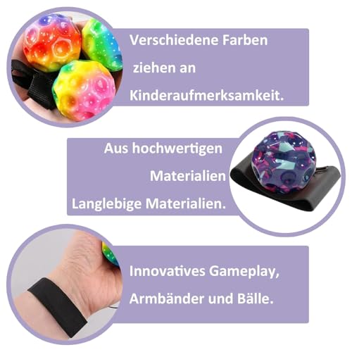agogue 4 Stück Ball Mit Schnur, Durchmesser 6cm Springball Mit Schnur, Ball Mit Spielzeug Im Freien, Balls An Geeignet Für Familienspiele Etc ﻿ ﻿