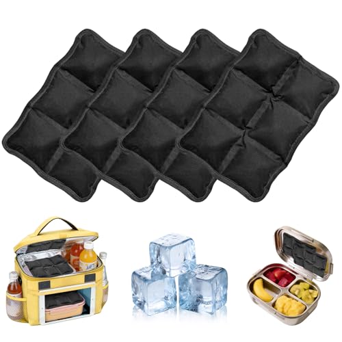 4pcs Reusable Ice Packs for Lunch Boxes & Coolers, (6”x4”x0.7”) Slim Freezer Packs for School Lunch Bags, Small Non-Toxic Cooler for Picnic & Camping