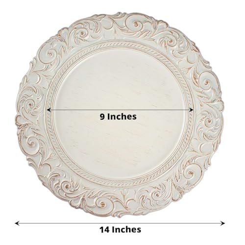 Platos desechables acrílicos color blanco antiguo, 14", pack 12 miniatura 3